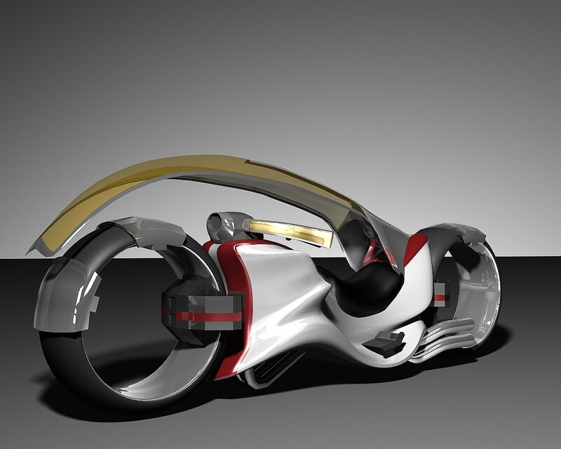 Futuristic Motorcycle — White, Sleek