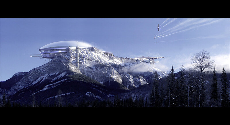 futuristic mountain base