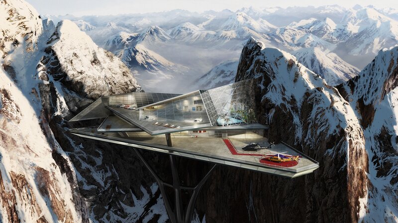 Futuristic Mountain Base — White