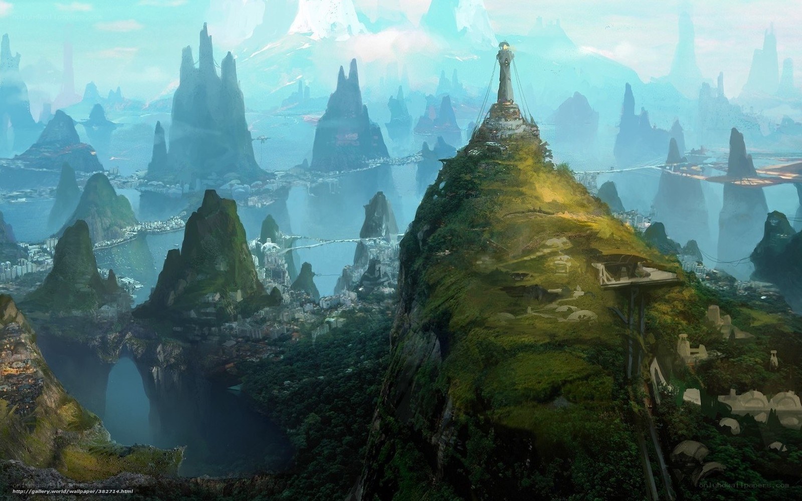Futuristic mountain cityscape