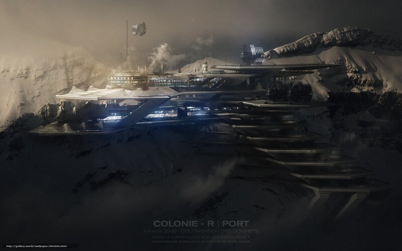 Futuristic mountain colony