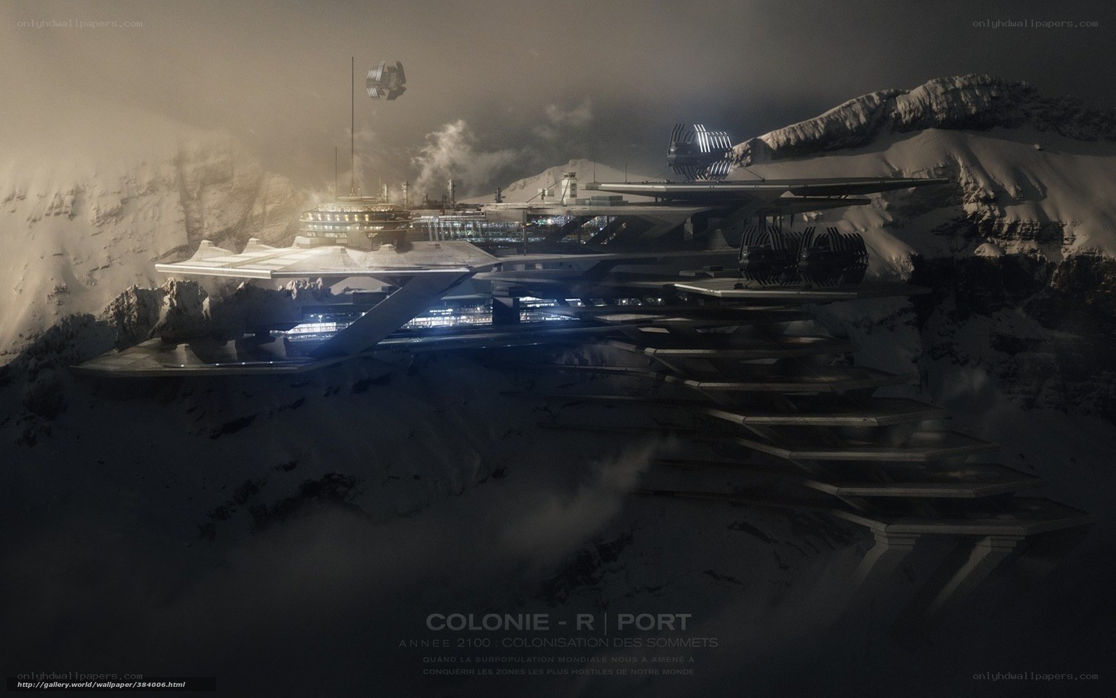 Futuristic mountain colony