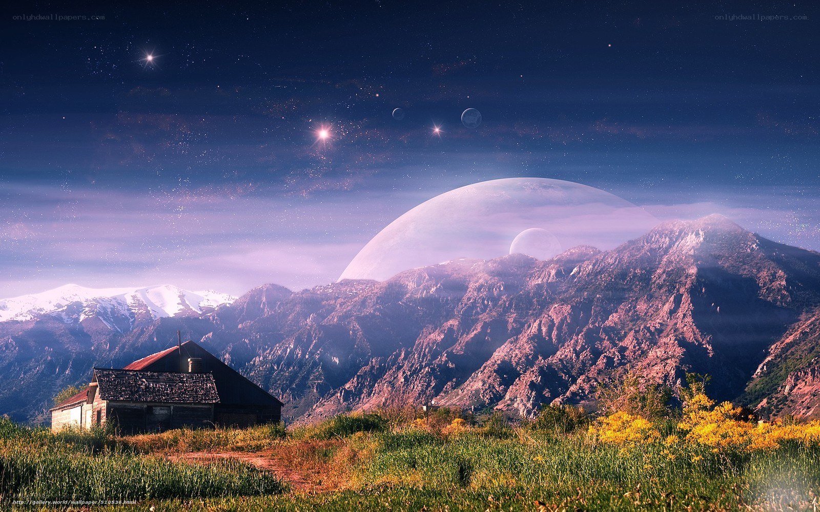 Futuristic mountain landscape