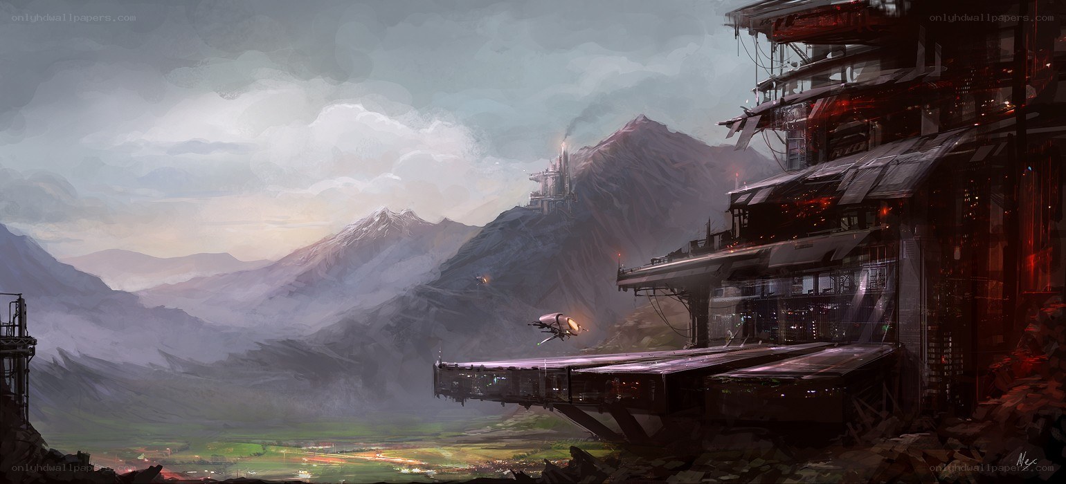 Futuristic mountain outpost