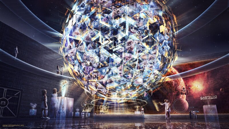 Futuristic museum exhibit
