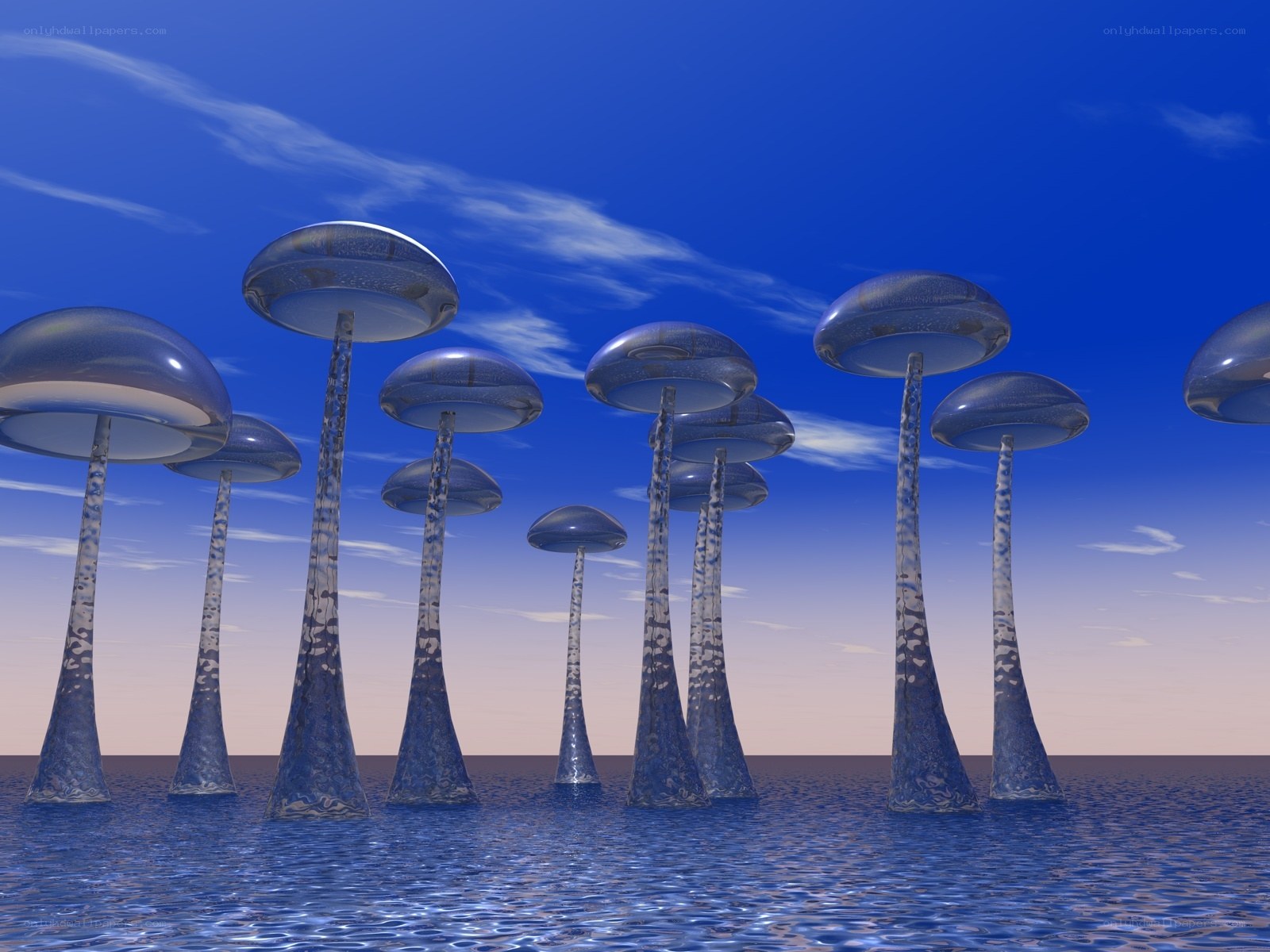 Futuristic mushroom structures