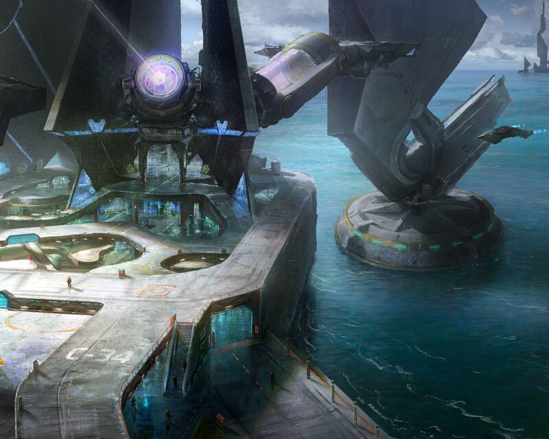 futuristic naval base