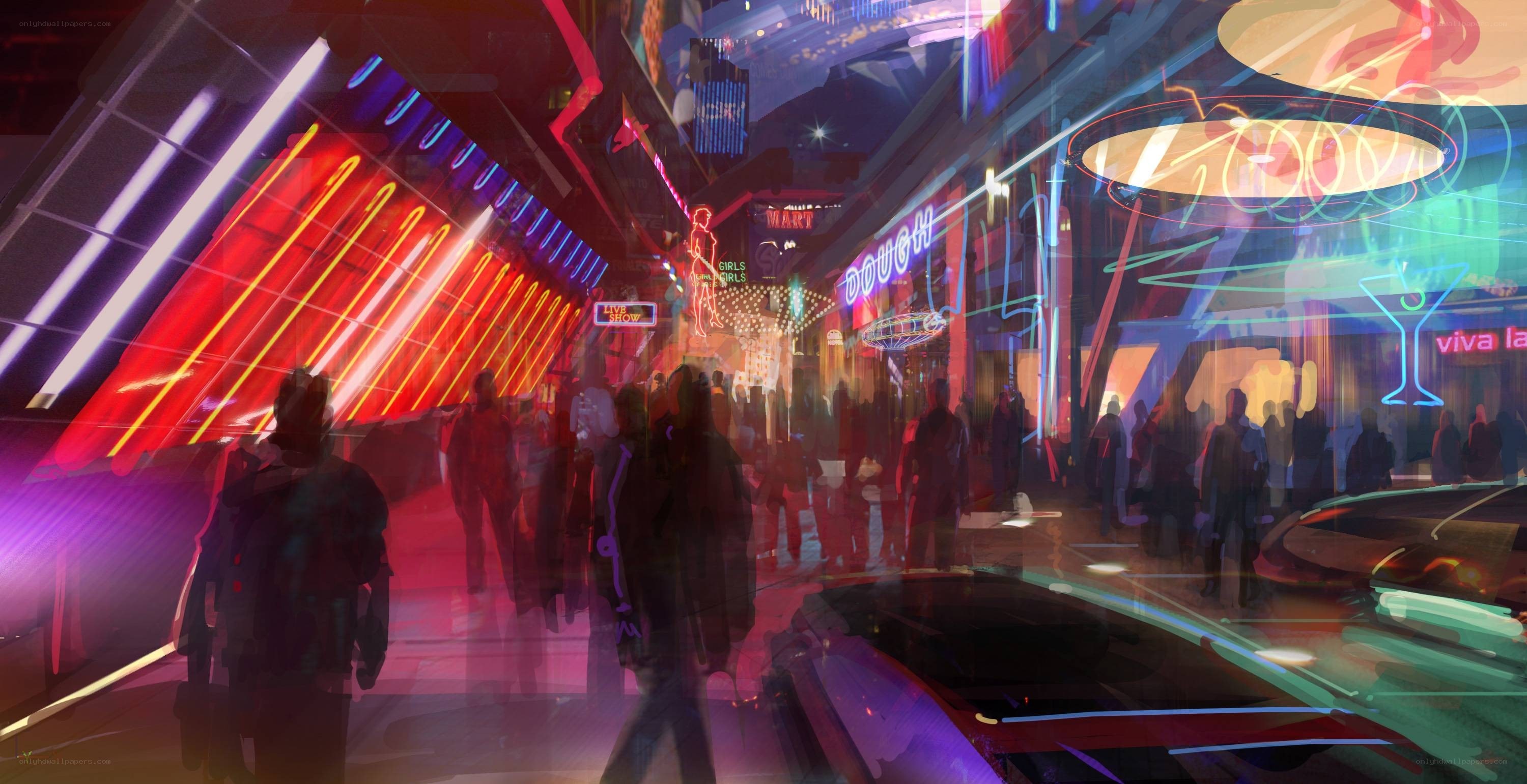 futuristic neon city street