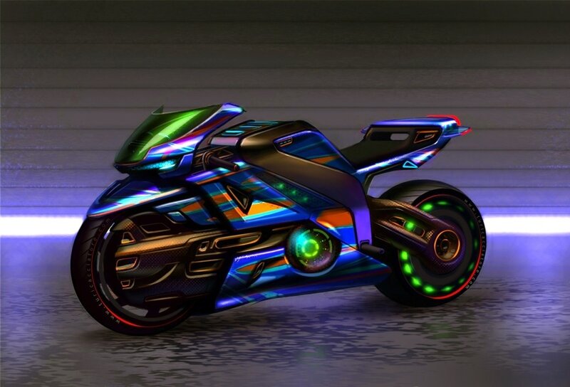 futuristic neon motorcycle
