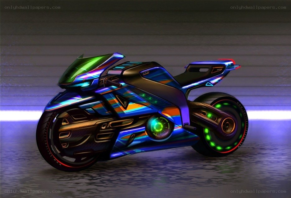 futuristic neon motorcycle
