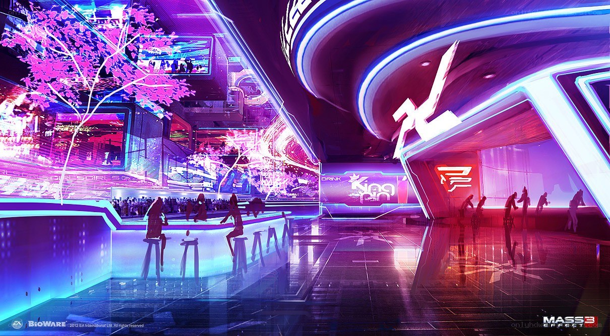 futuristic nightclub interior
