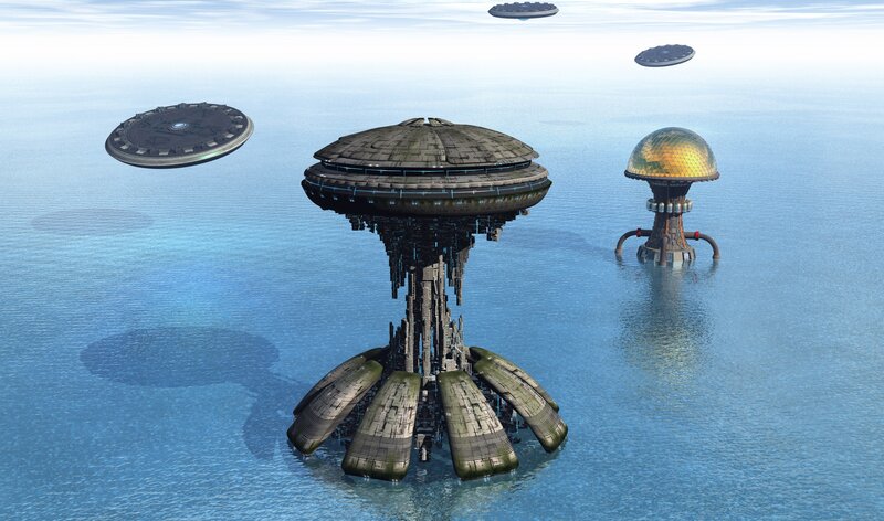 futuristic oceanic structures