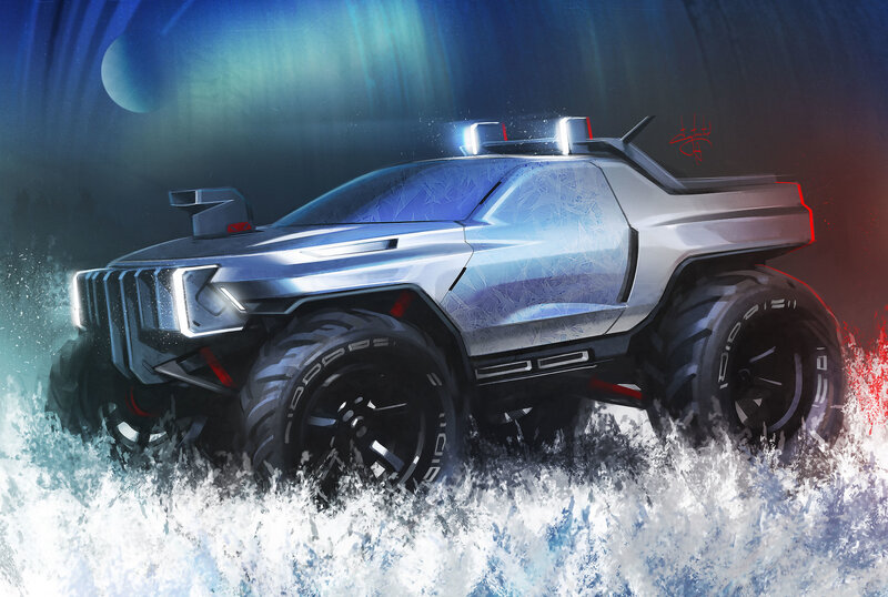 Futuristic Off-road Vehicle — Blue