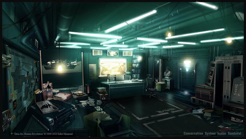 Futuristic Office Interior — Green