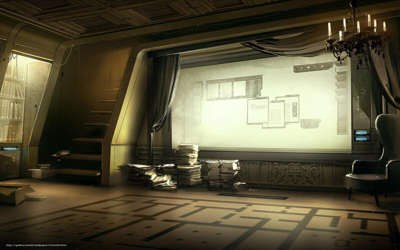futuristic office with hologram