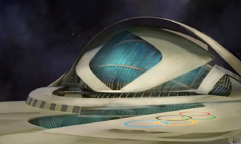 futuristic olympic stadium