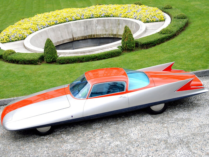 futuristic orange and silver car