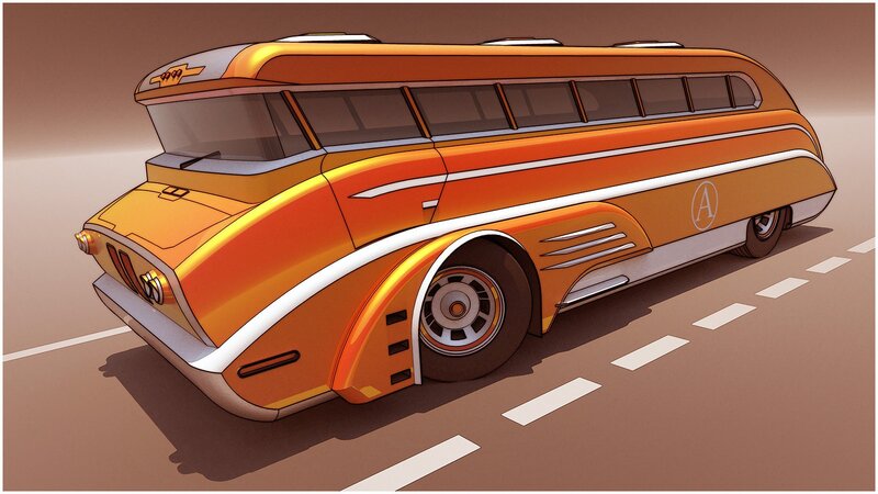 Futuristic orange bus design