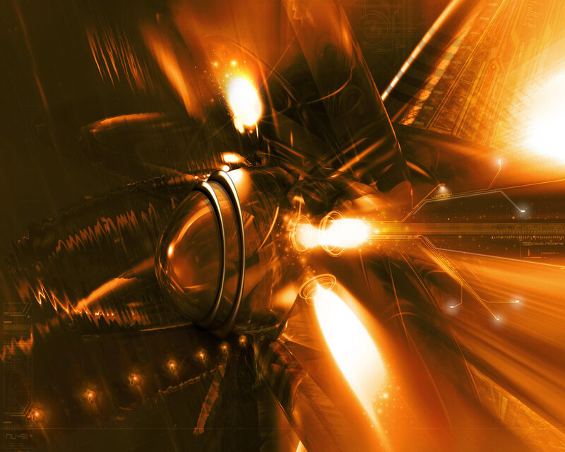 futuristic orange energy burst