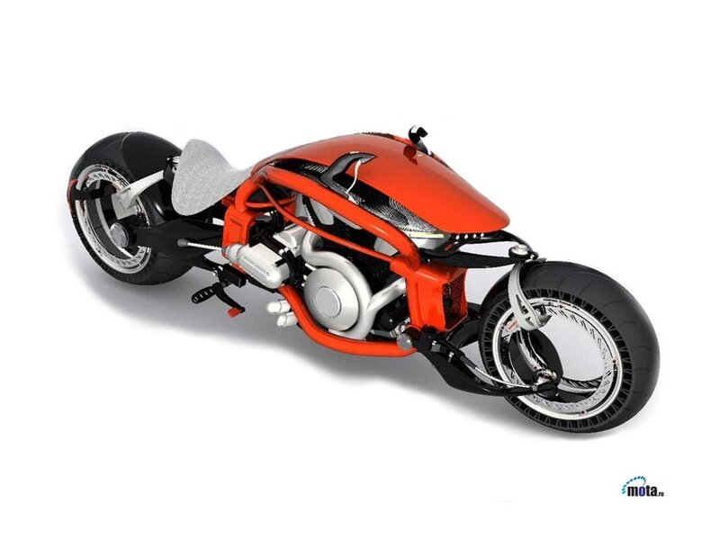 futuristic orange motorcycle