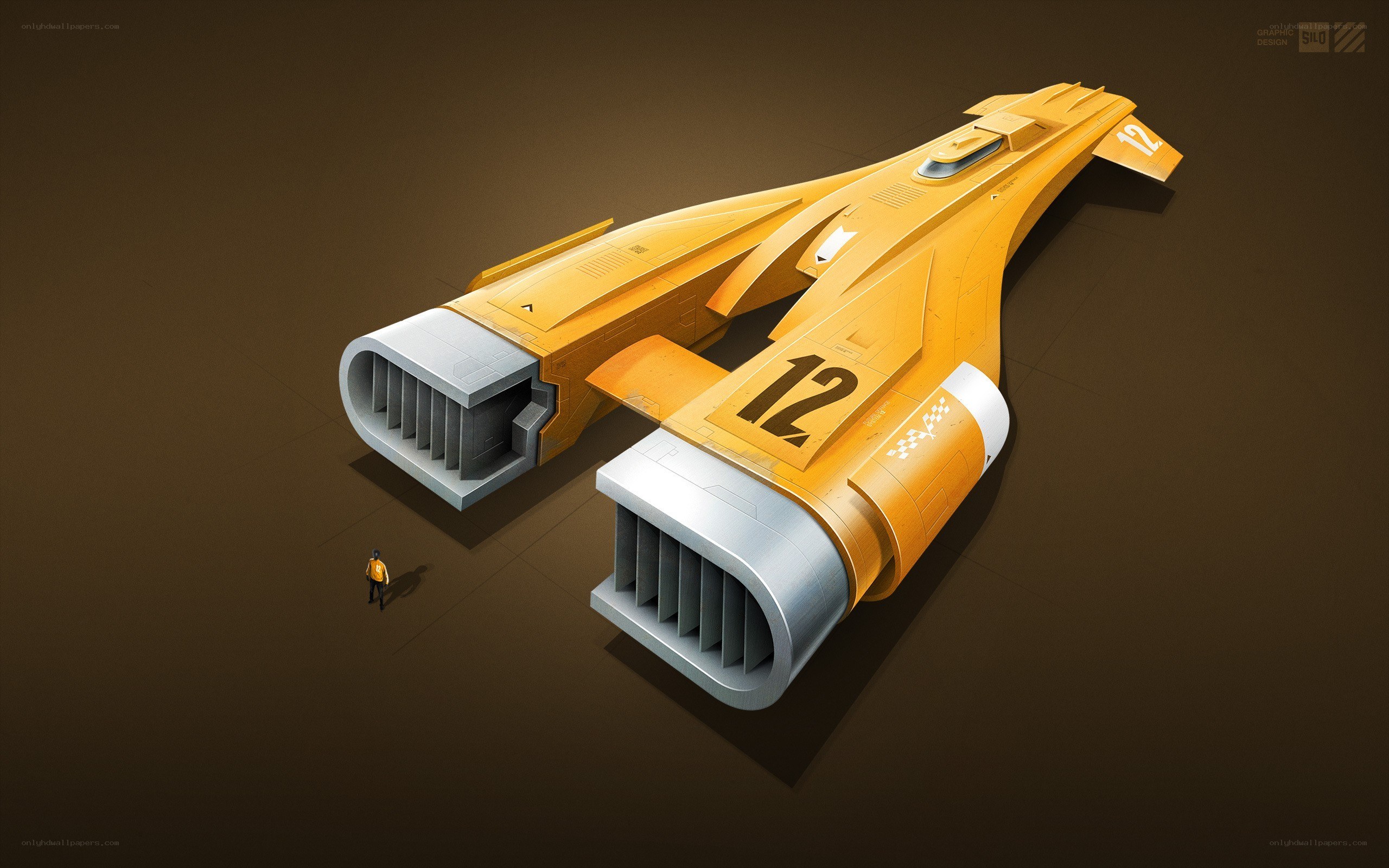 Futuristic orange racing craft