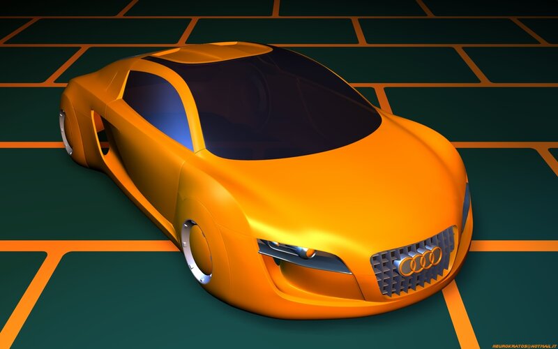 futuristic orange sports car
