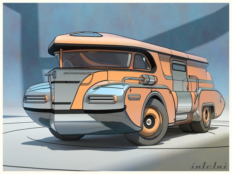 futuristic orange van concept