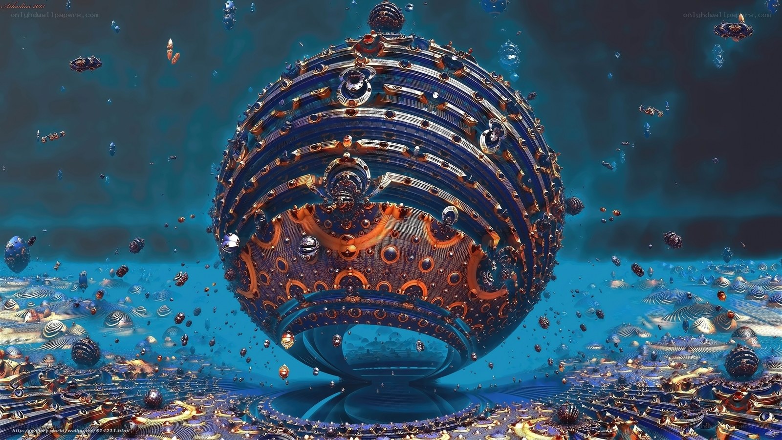 Futuristic Orb in Alien Landscape