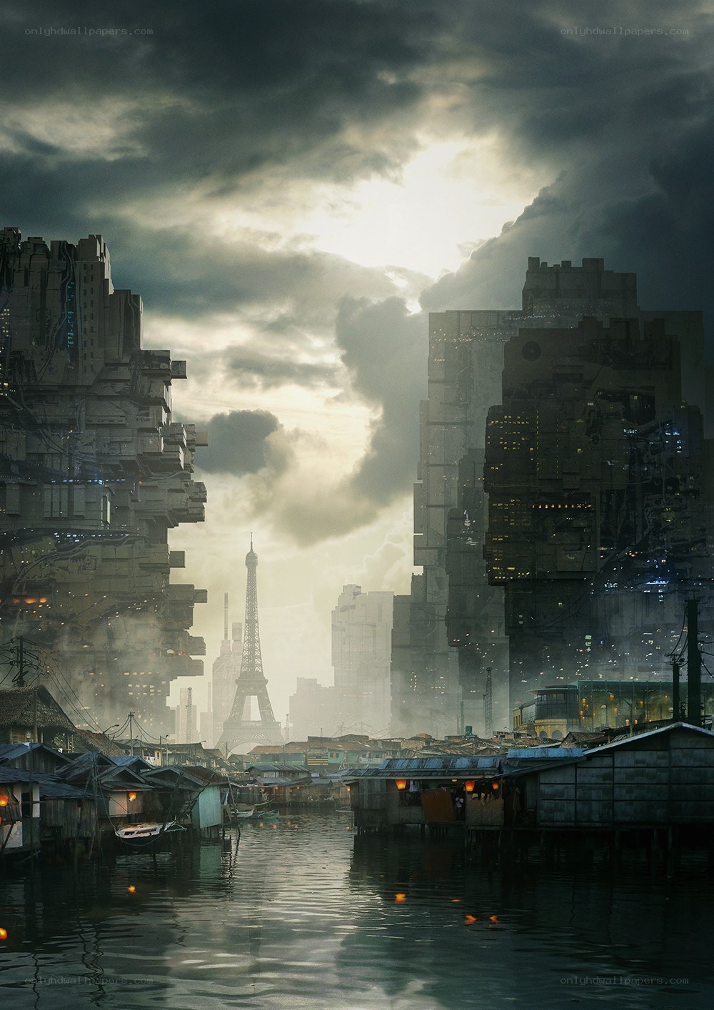 Futuristic Paris skyline