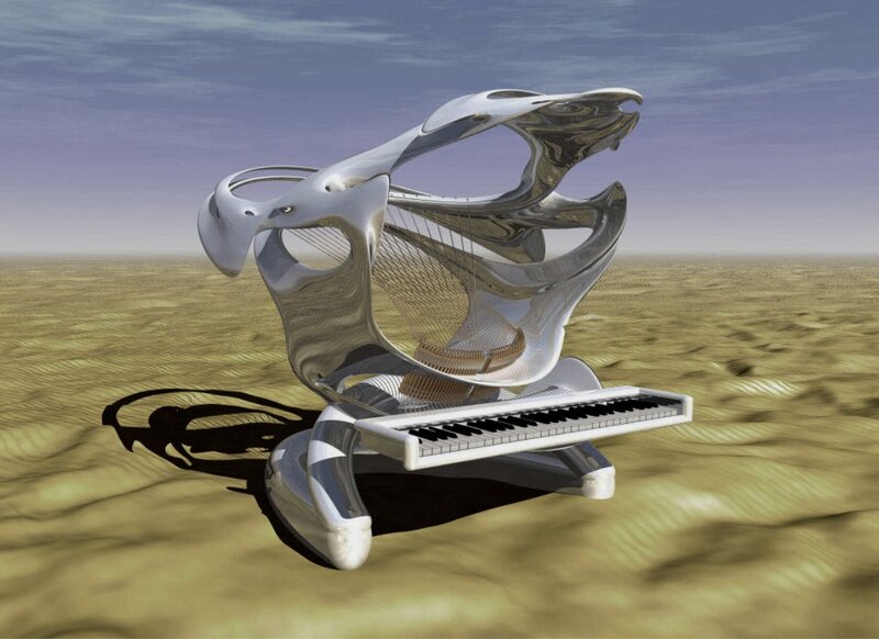 Futuristic Piano Sculpture