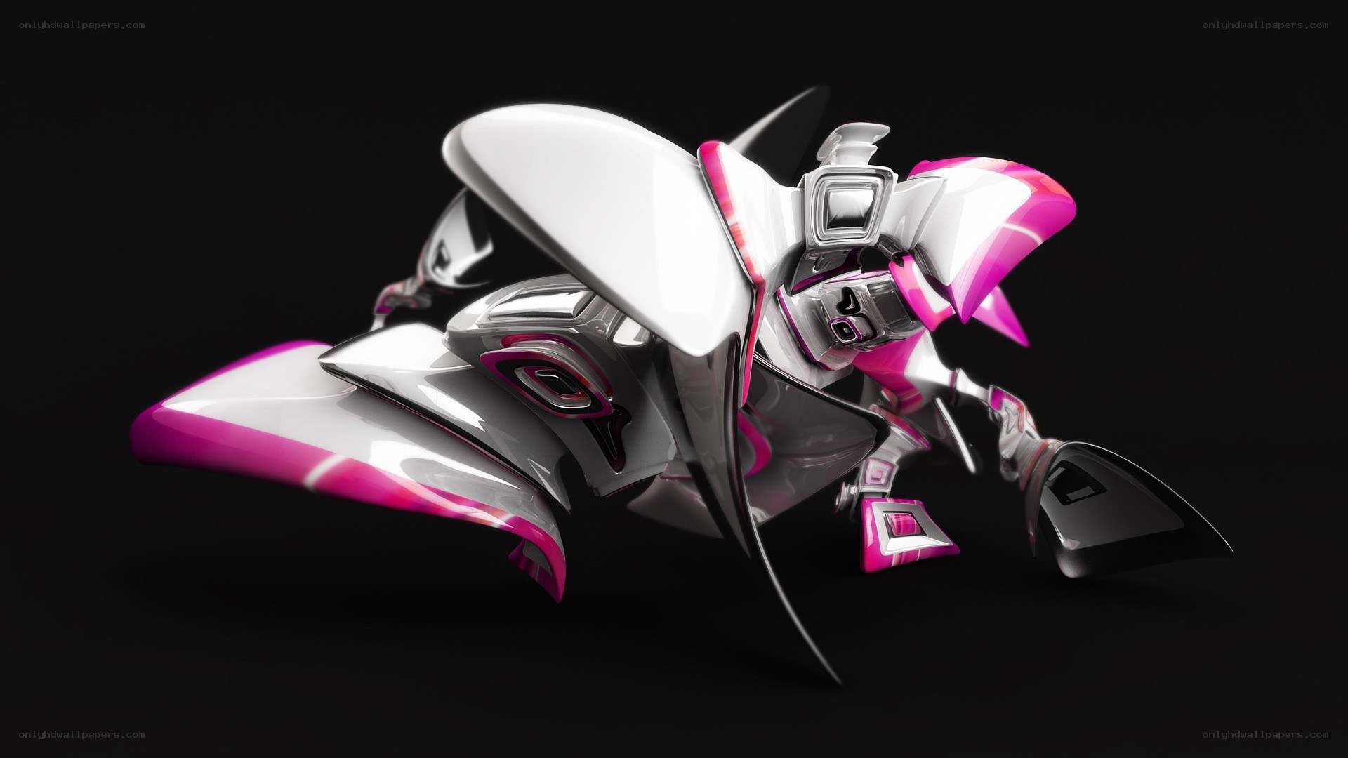 futuristic pink and white robot