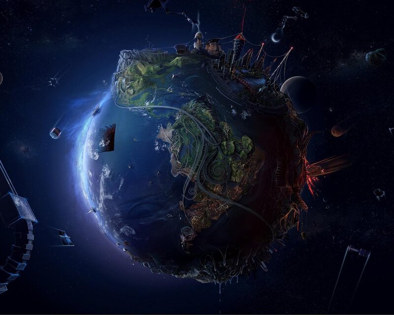 Futuristic Planet Earth — Blue, Dramatic