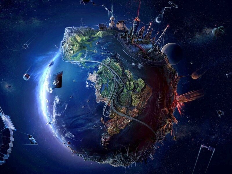 Futuristic Planet Earth — Blue