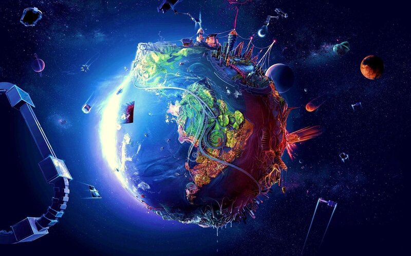 futuristic planet in space