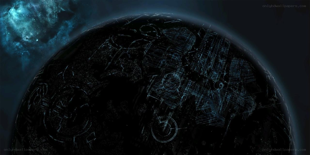futuristic planet with digital overlay