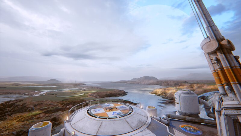 Futuristic Platform Overlooking Water