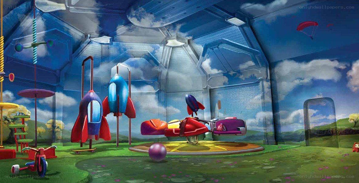 futuristic playground scene