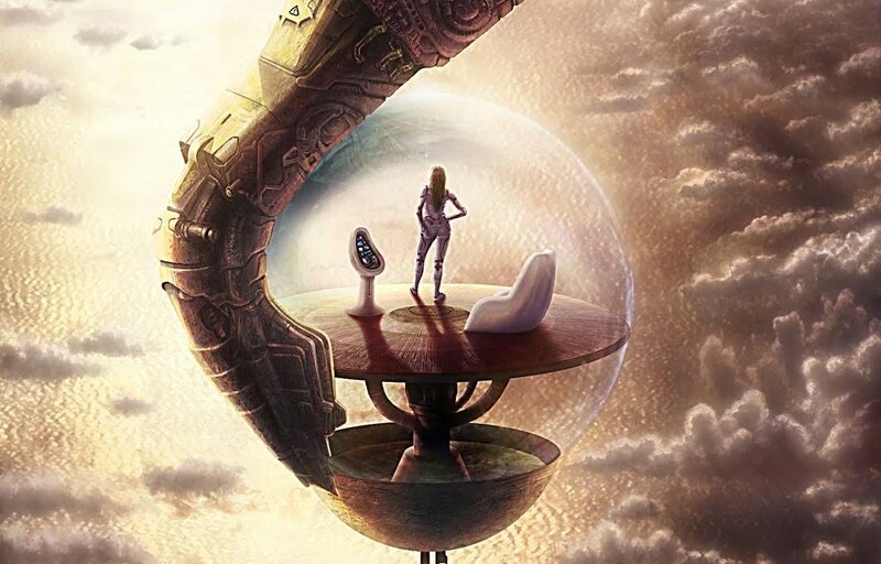 futuristic pod in the sky