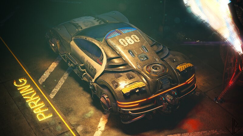 Futuristic Police Car — Black, Dramatic