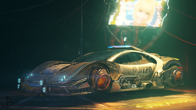 Futuristic Police Car — Black