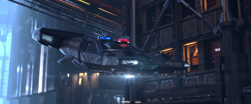 futuristic police hovercraft