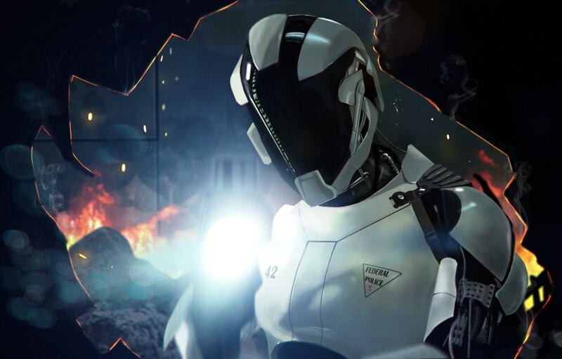 Futuristic Police Officer — White
