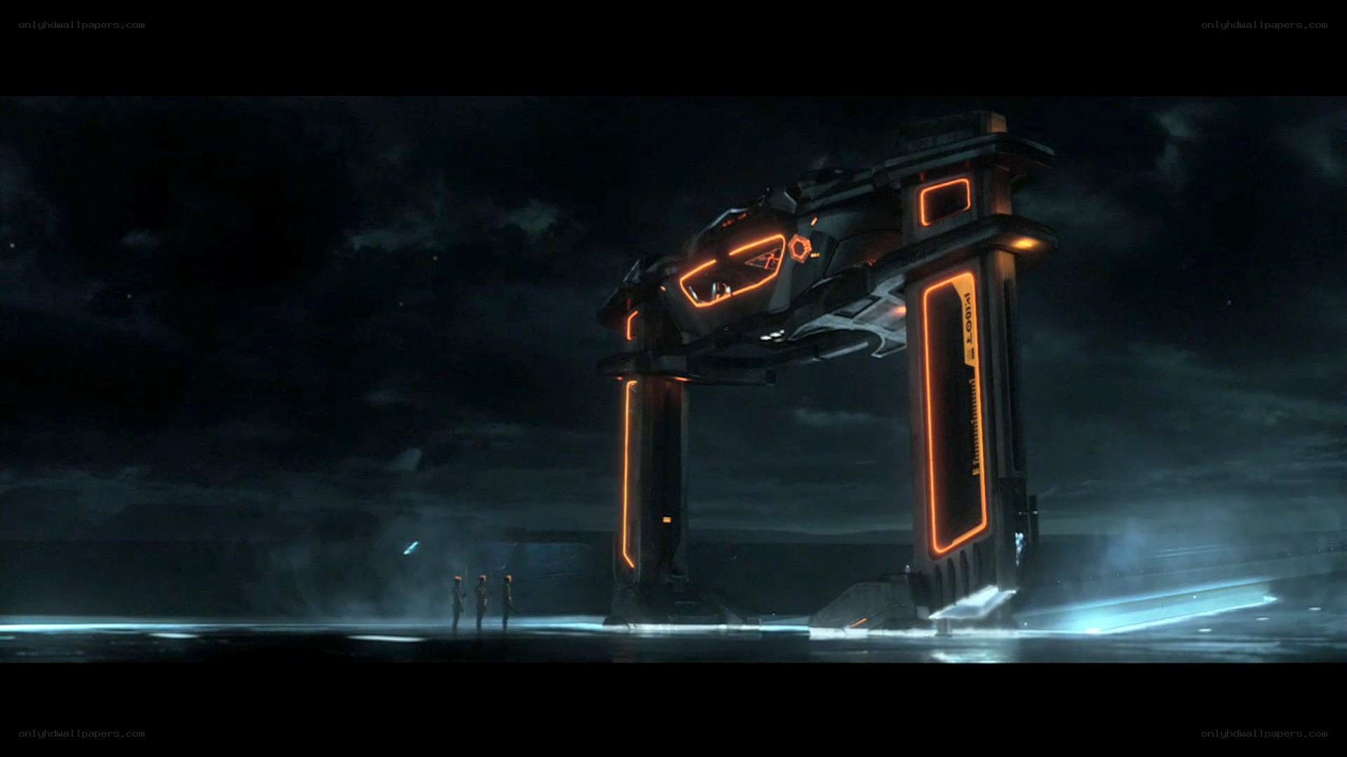 futuristic portal at night