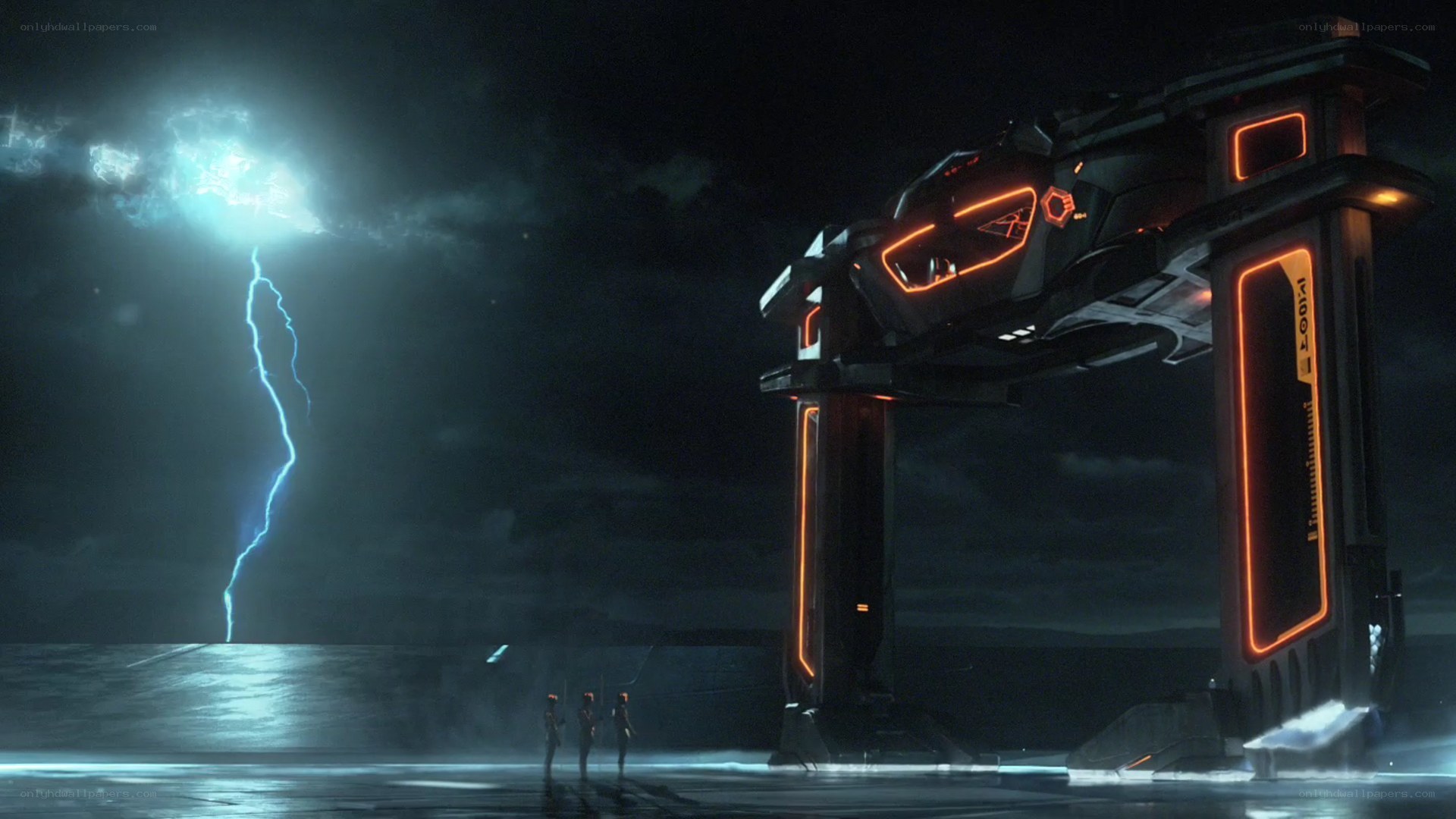 futuristic portal under storm
