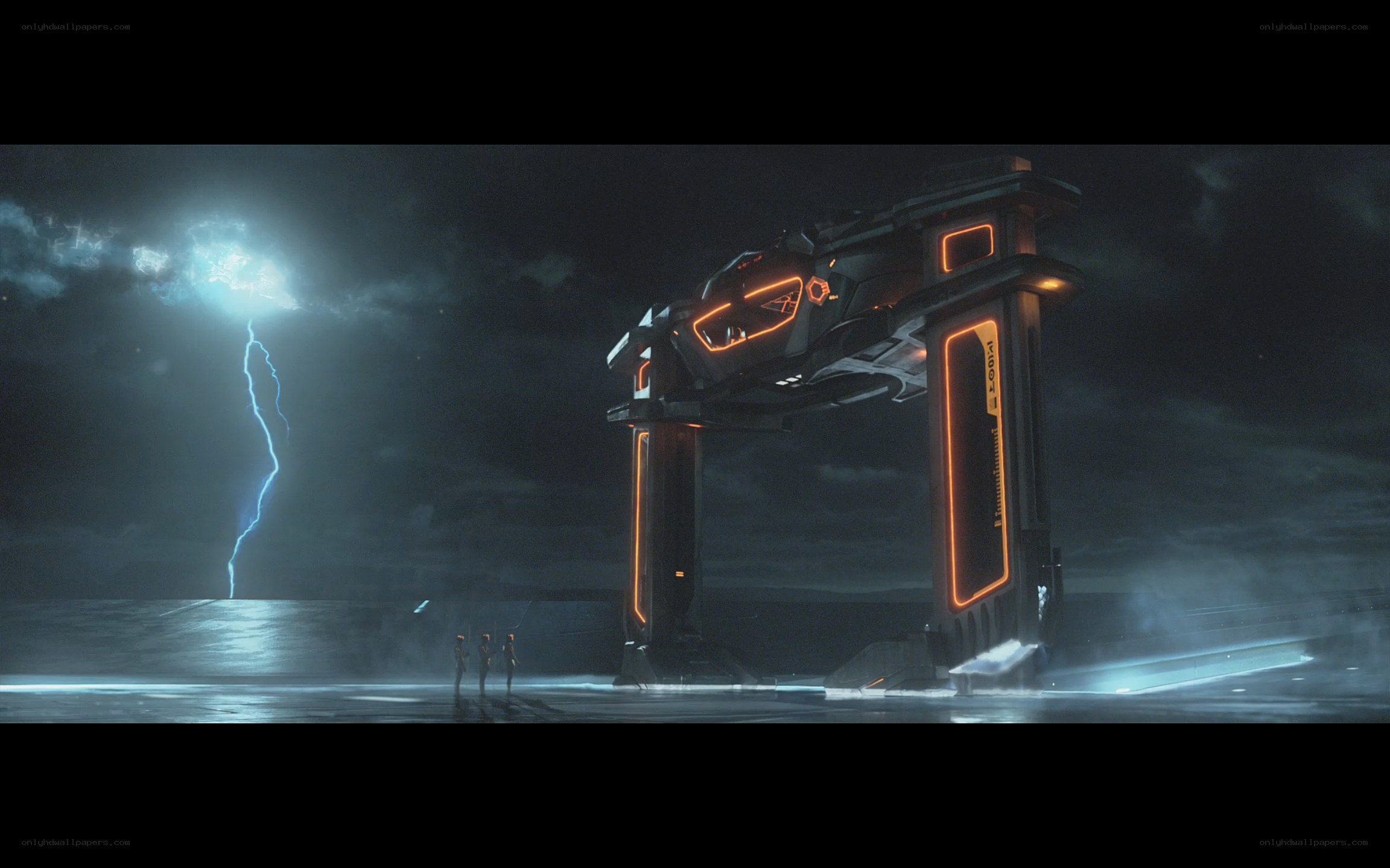 futuristic portal under storm