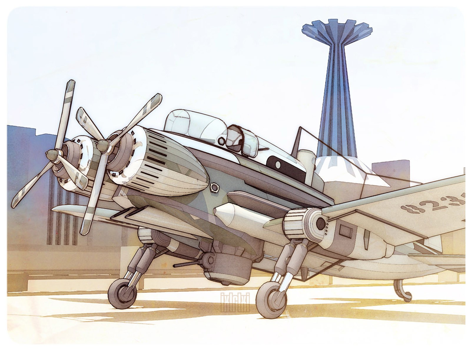 futuristic propeller aircraft