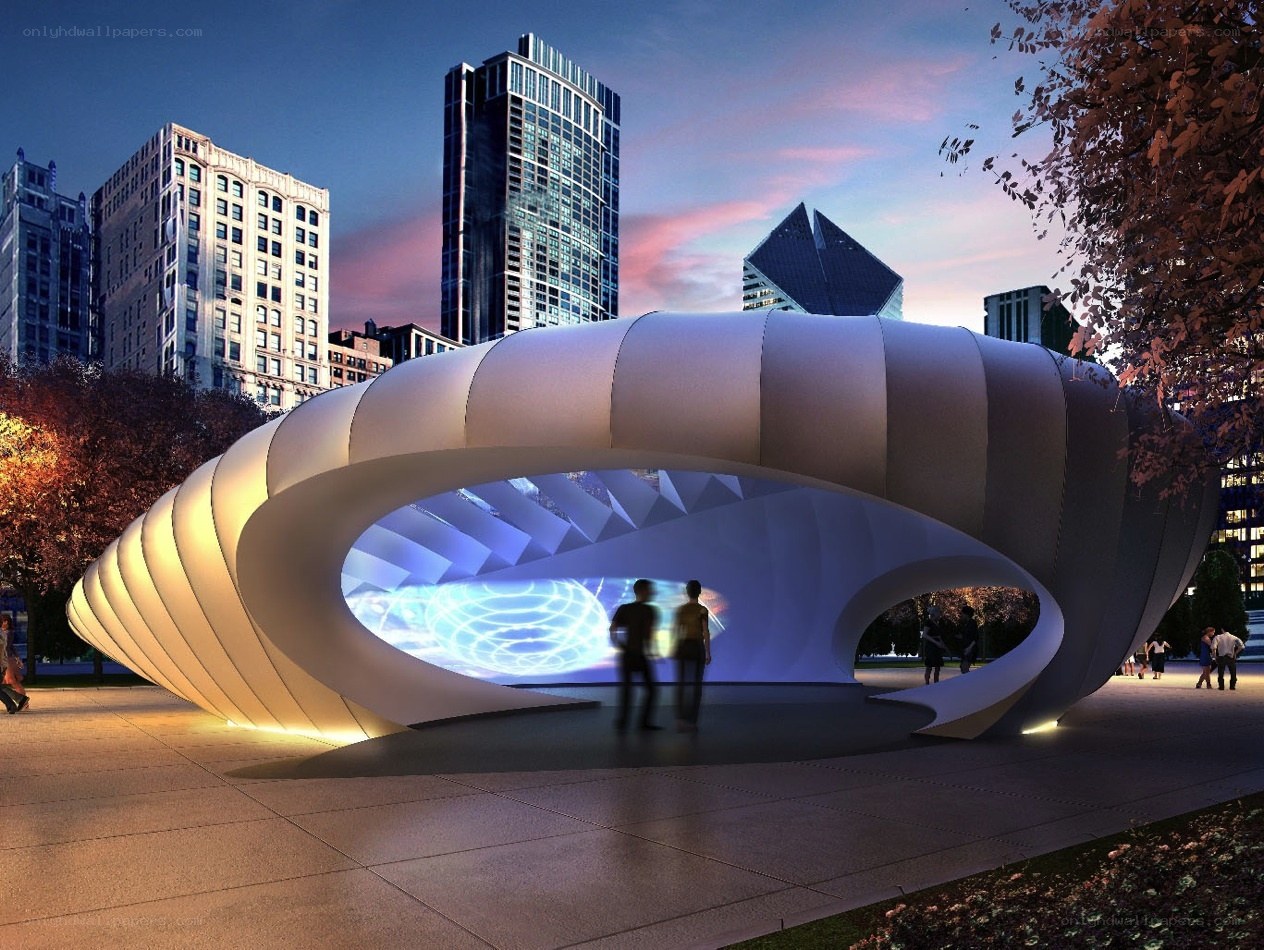 Futuristic public art installation
