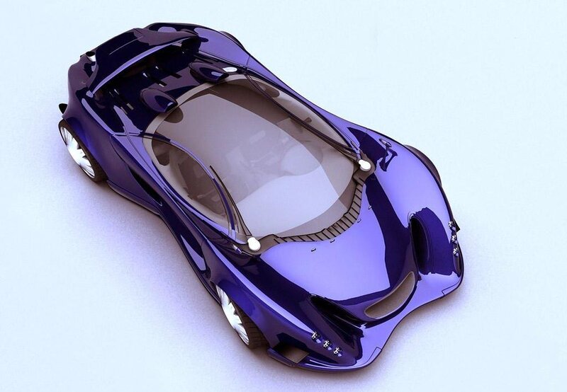 futuristic purple sports car