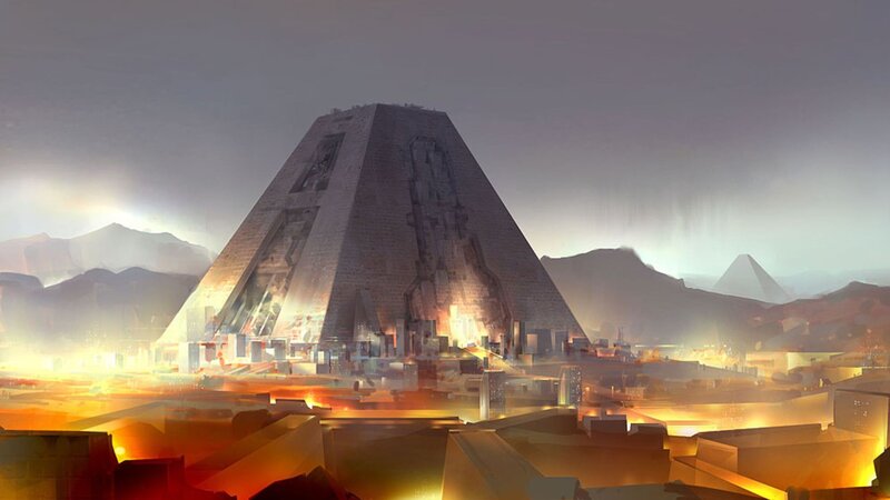 futuristic pyramid city