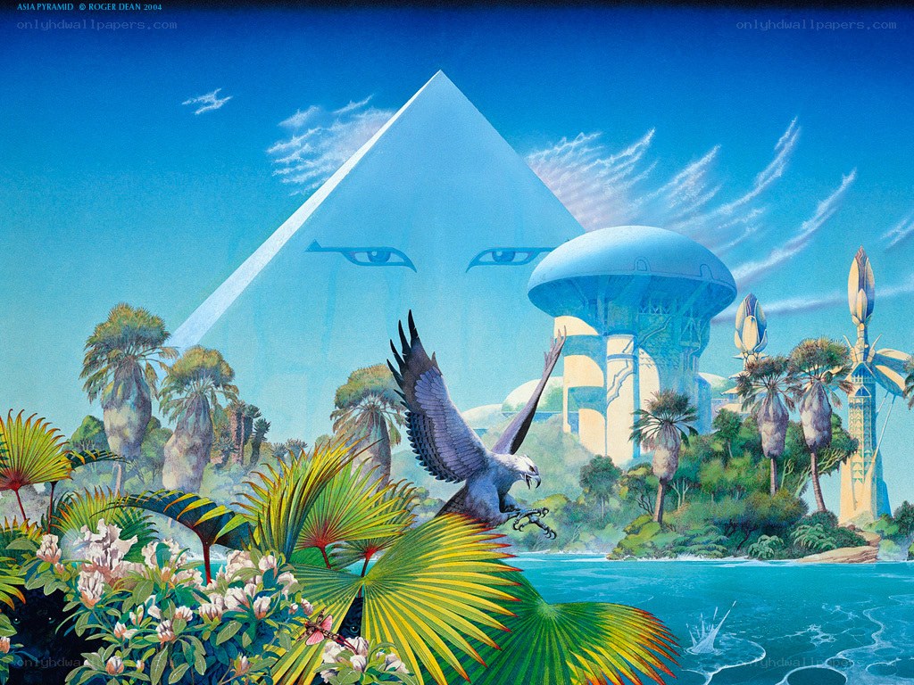 Futuristic pyramid with eyes